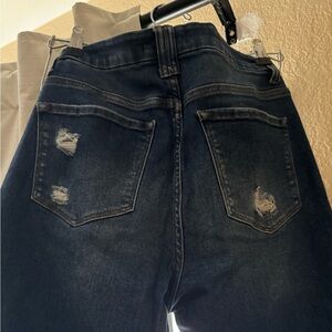 VERVET BY FLYING MONKEY High-Rise Distressed Dark Blue Jeans